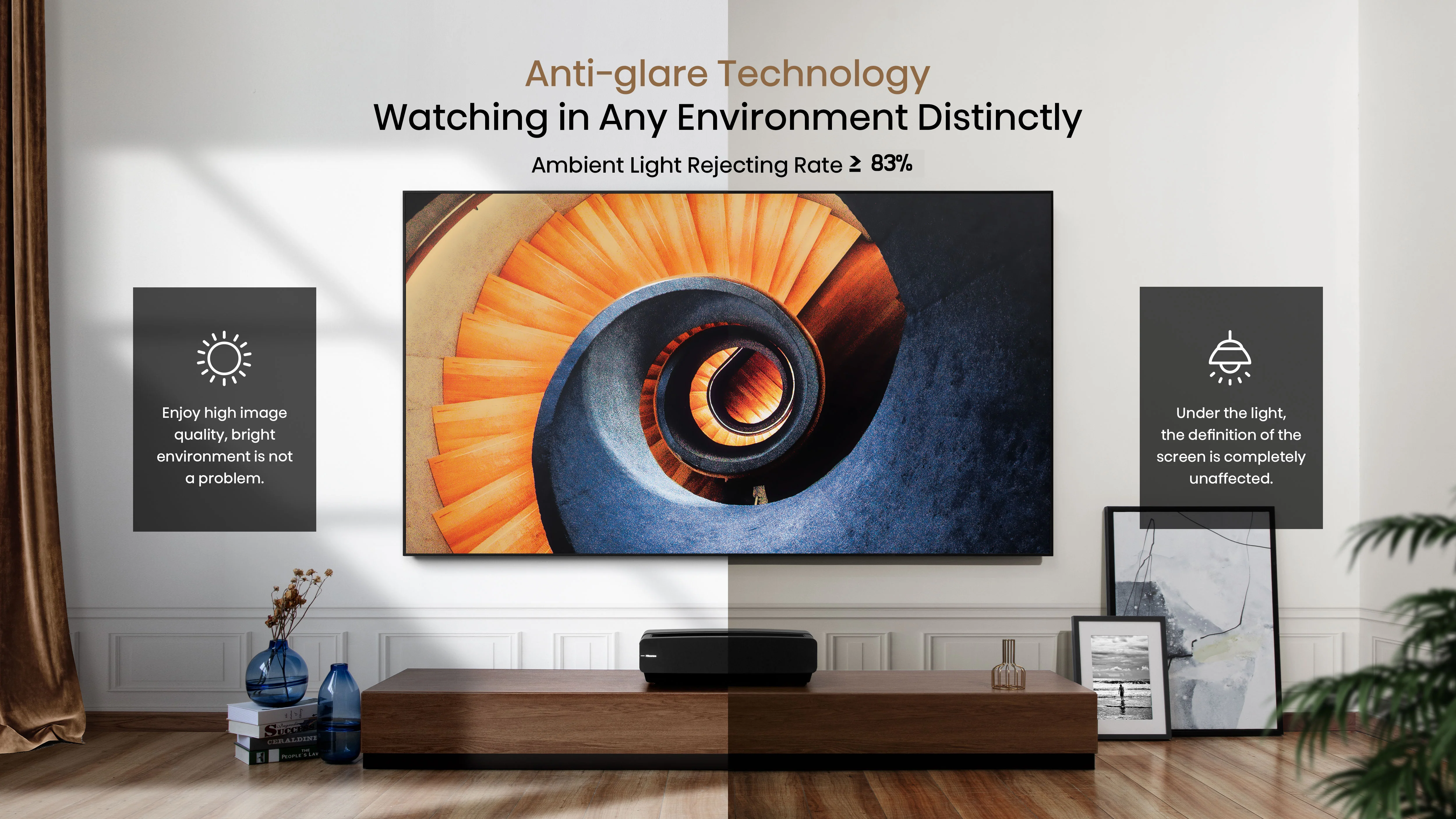 Hisense 139" Ultra High-Definition Ambient Light Rejecting projector Screen - Daylight - Image 3