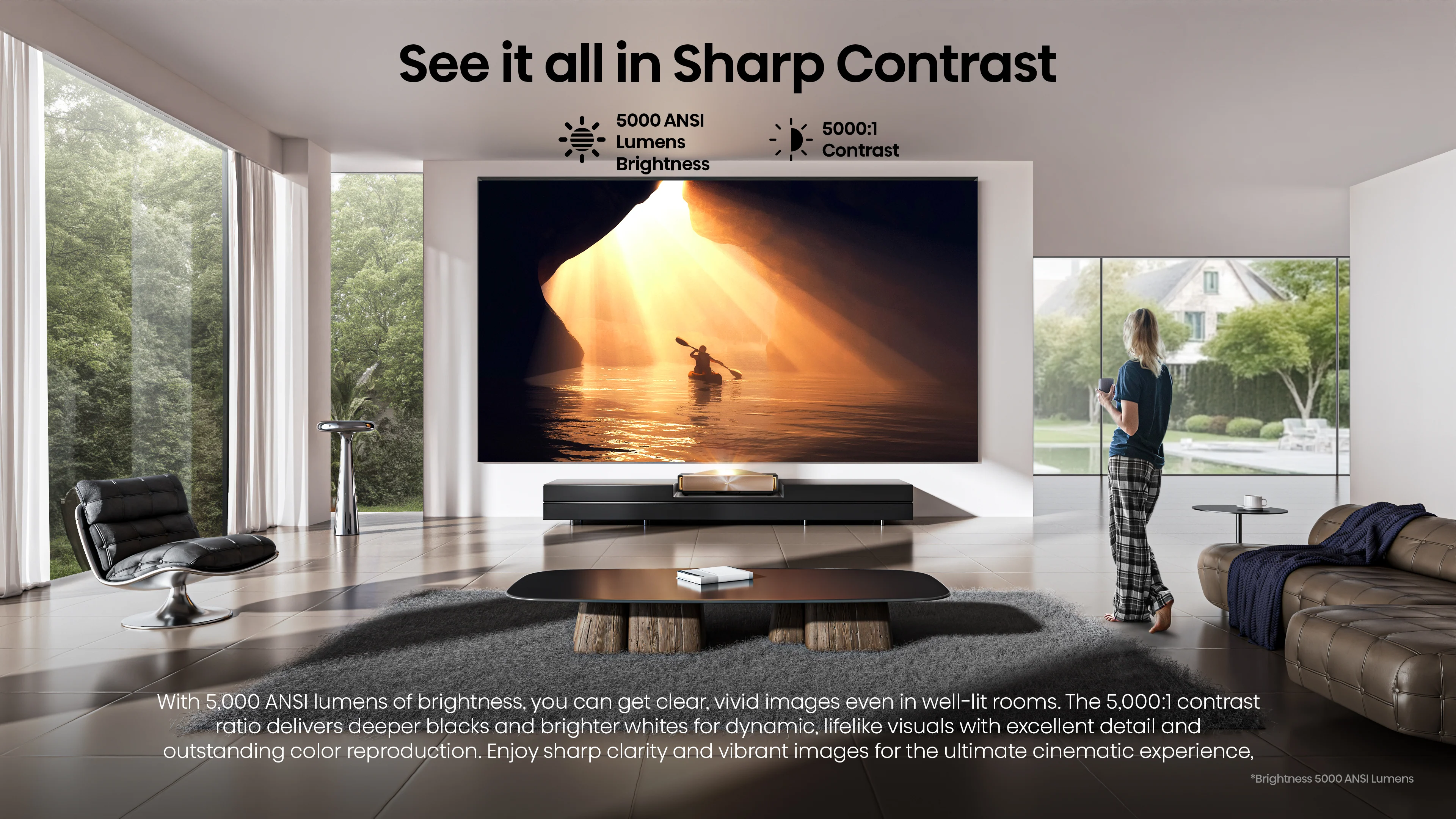 Hisense L9Q, 5000 lm 4K Triple Laser Ultra Short Throw UST Projector (up to 200") - Image 8