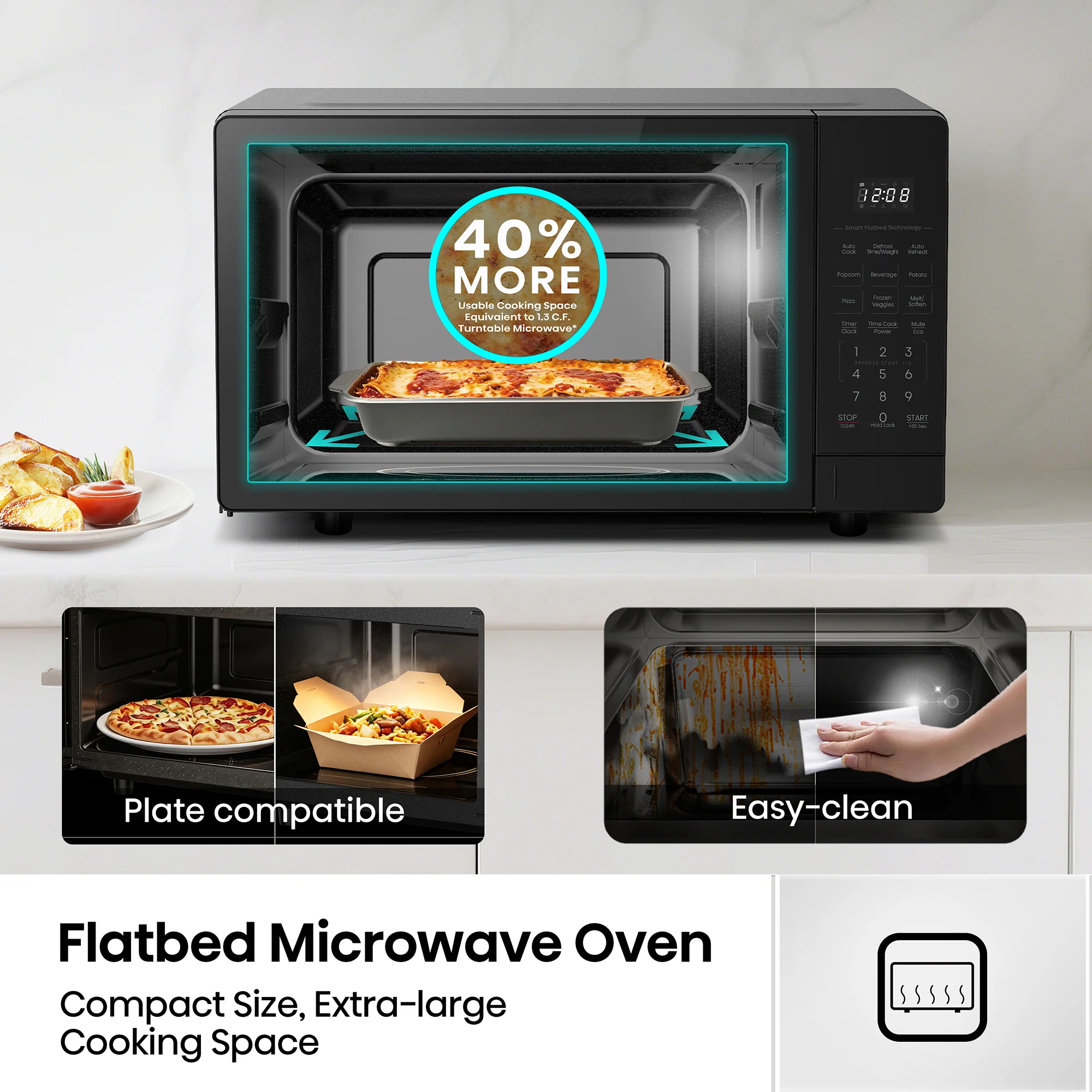 Hisense Flatbed 0.9-CU FT 900-Watt Countertop Microwave (Black) - Image 10