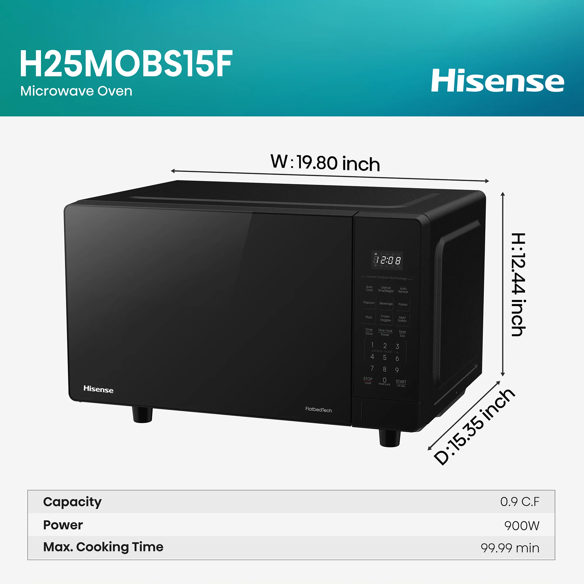 Hisense Flatbed 0.9-CU FT 900-Watt Countertop Microwave (Black) - Image 8